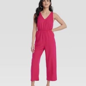 Women's Pink Sleeveless Jumpsuit